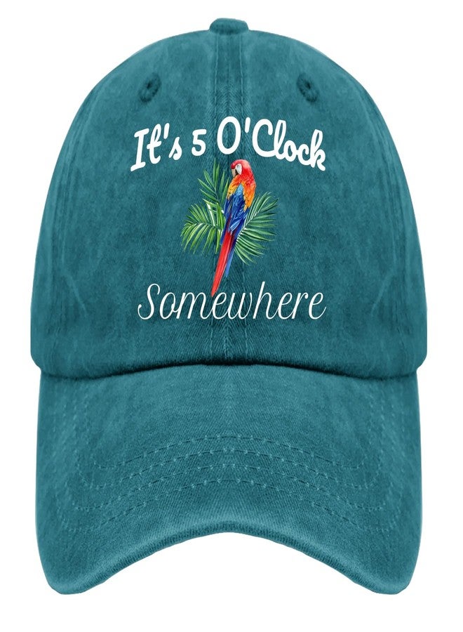 ODCRAT Jimmy Music Buffett Accessories Hats Its 5 Oclock Some Where Cap Women Hats Cyan Blue Funny Hats Gifts for Mom Outdoor Caps - Image 1